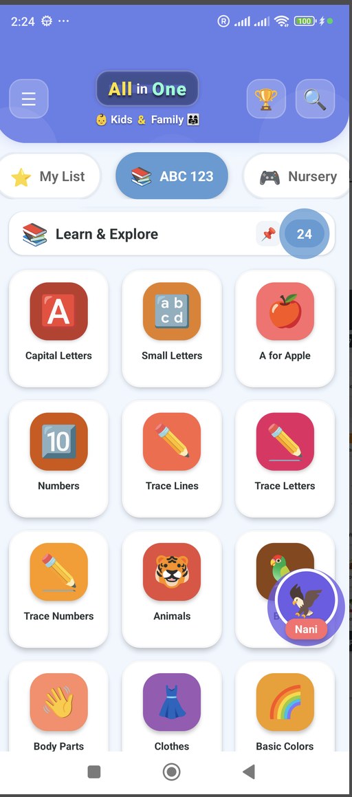 All in One Kids Screen Preview