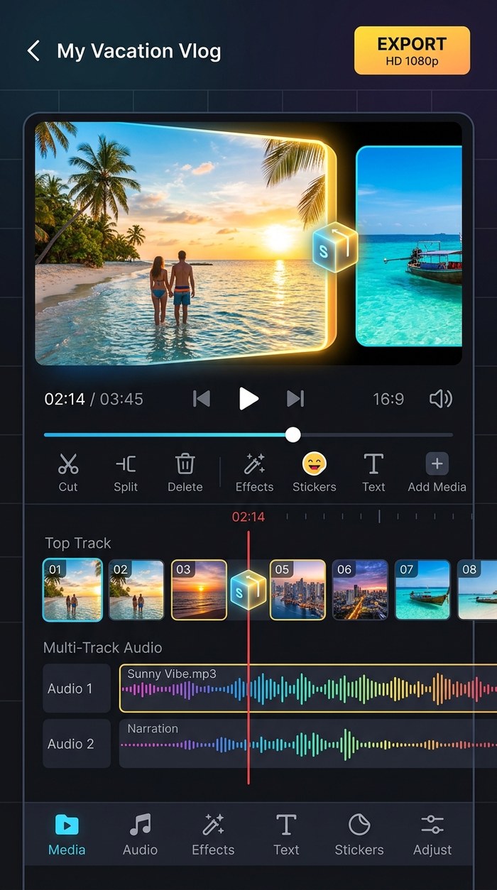 Video Creation 360 Editor Screen
